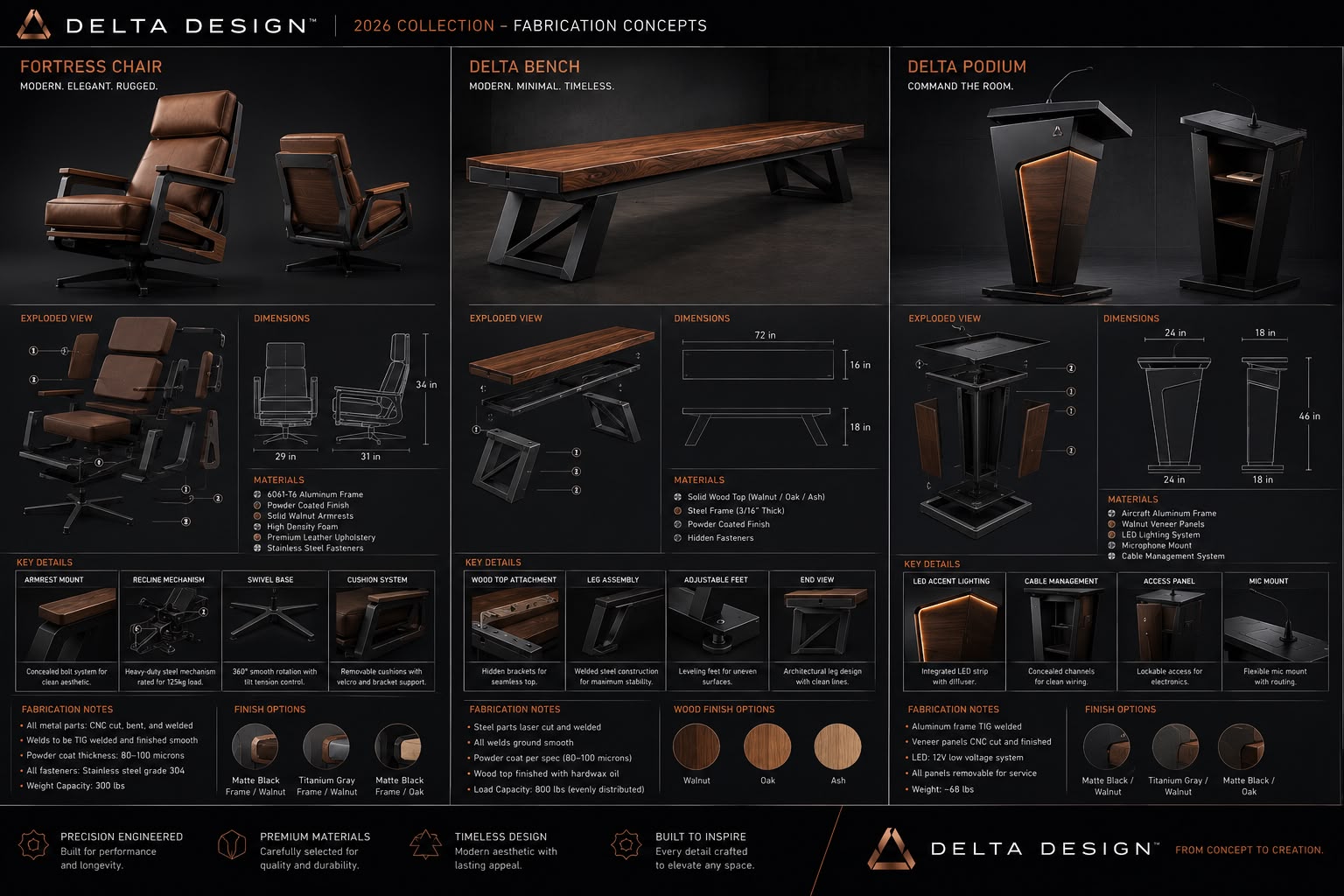 Delta Fortress Chair spec sheet